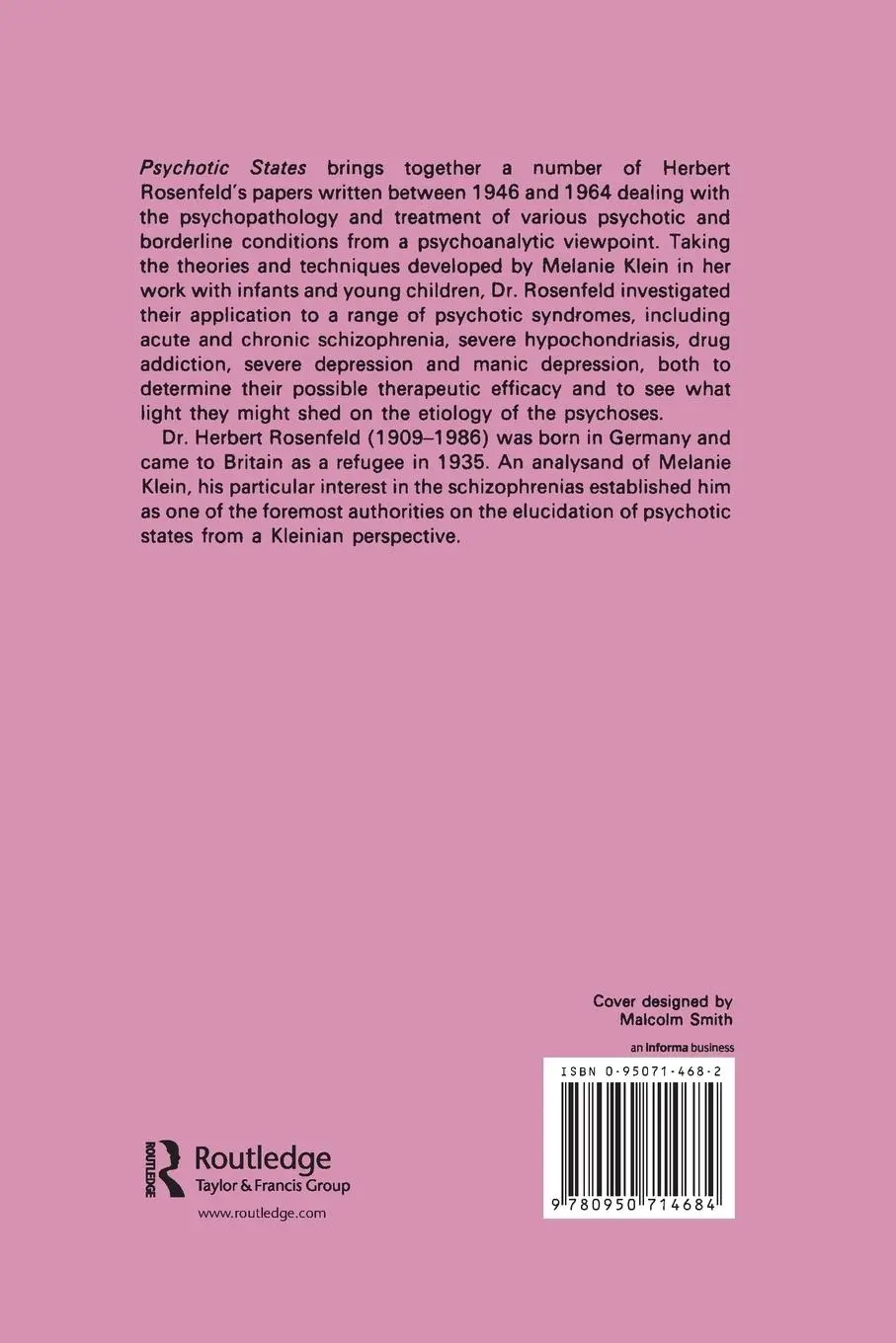 Rückseite: 9780950714684 | Psychotic States | A Psychoanalytic Approach | Herbert A. Rosenfeld