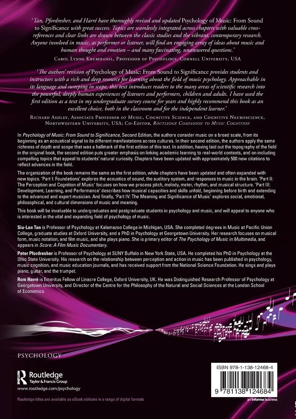 Rückseite: 9781138124684 | Psychology of Music | From Sound to Significance | Siu-Lan Tan (u. a.)