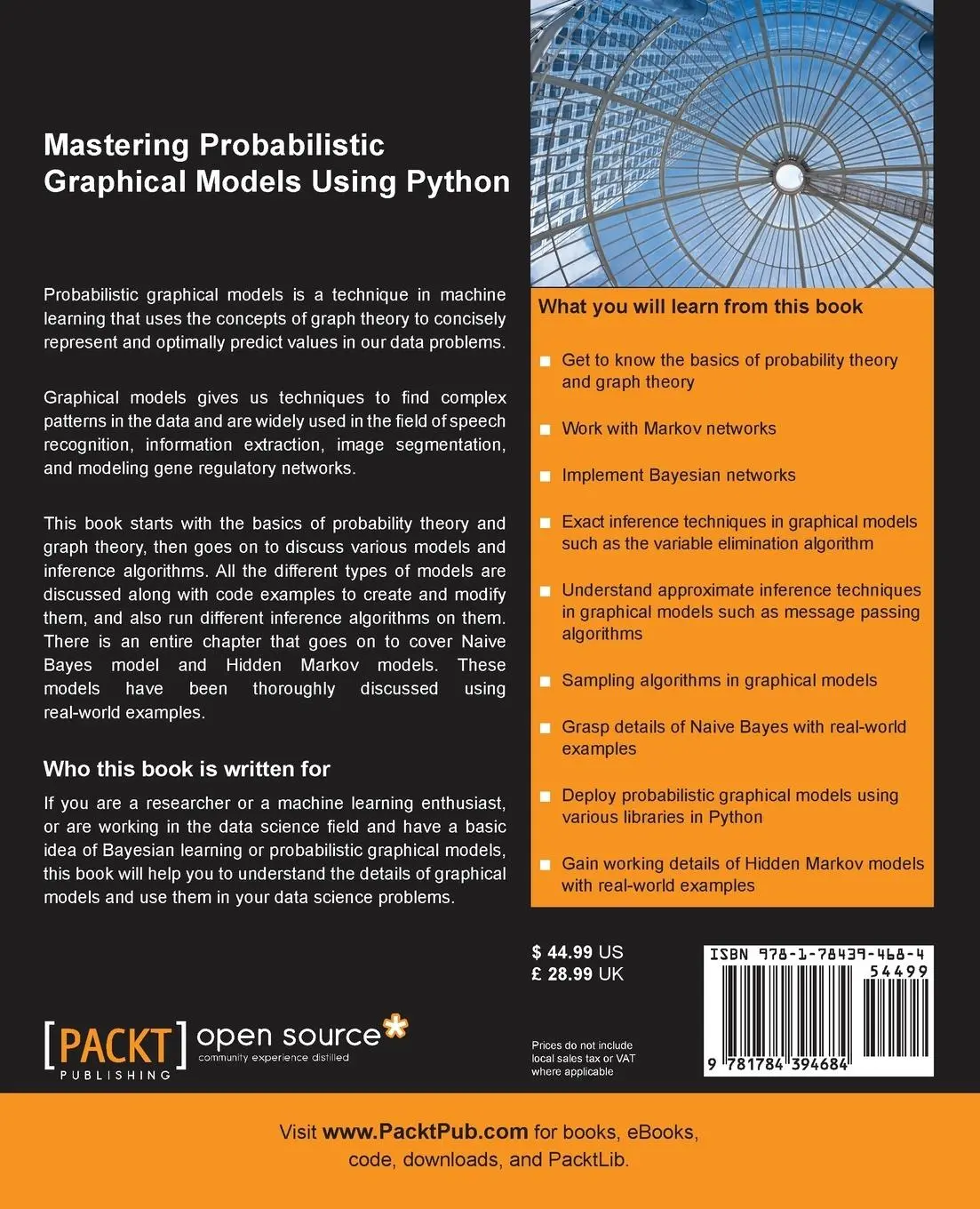 Rückseite: 9781784394684 | Mastering Probabilistic Graphical Models using Python | Ankan (u. a.)