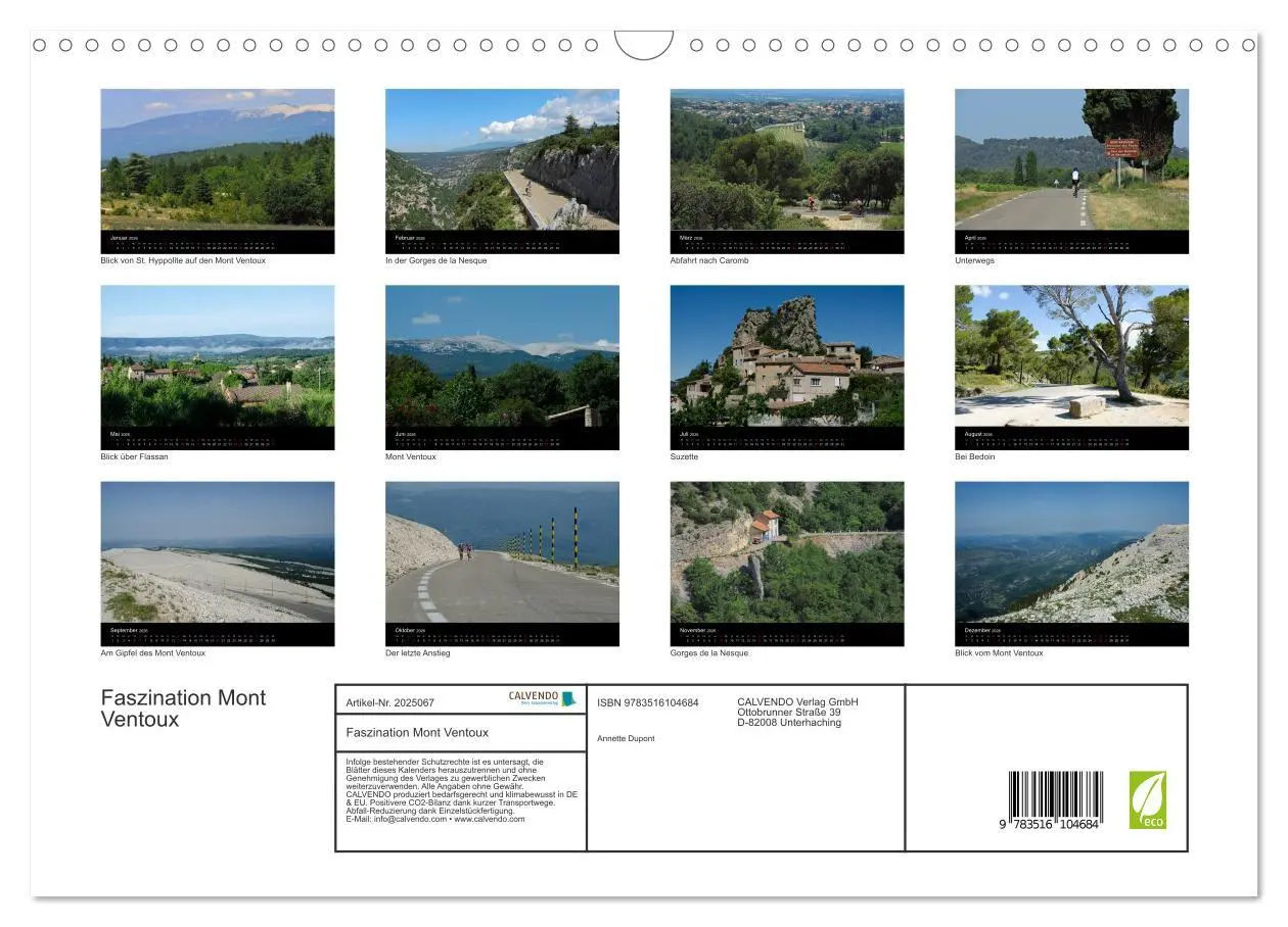 Bild: 9783516104684 | Faszination Mont Ventoux (Wandkalender 2026 DIN A3 quer), CALVENDO...