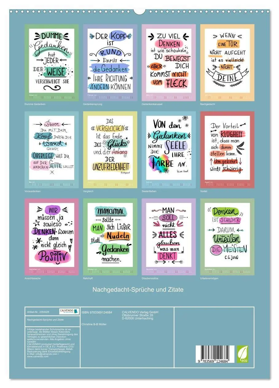 Bild: 9783569124684 | Nachgedacht-Sprüche und Zitate (hochwertiger Premium Wandkalender...