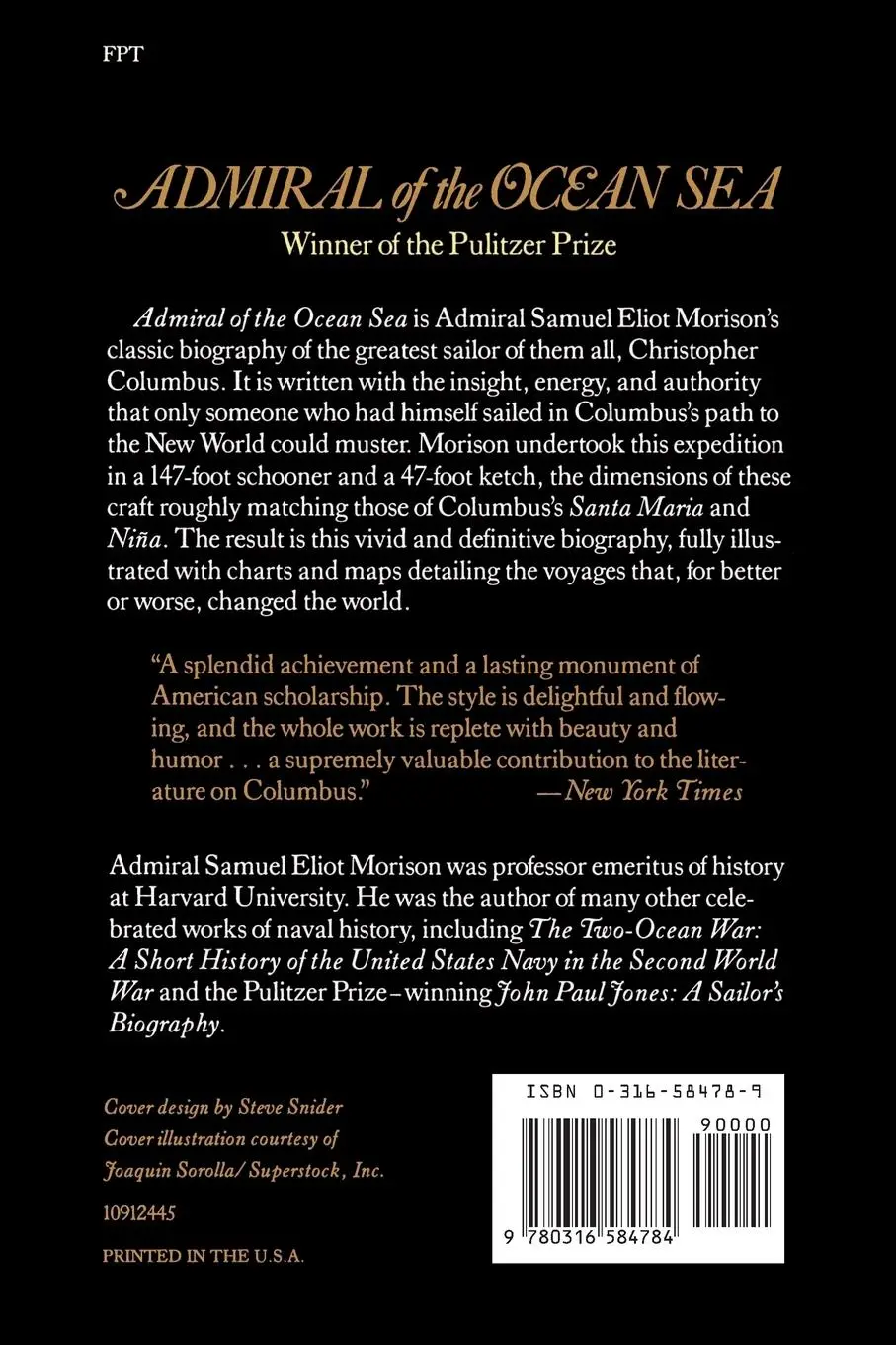 Rückseite: 9780316584784 | Admiral of the Ocean Sea | A Life of Christopher Columbus | Morison