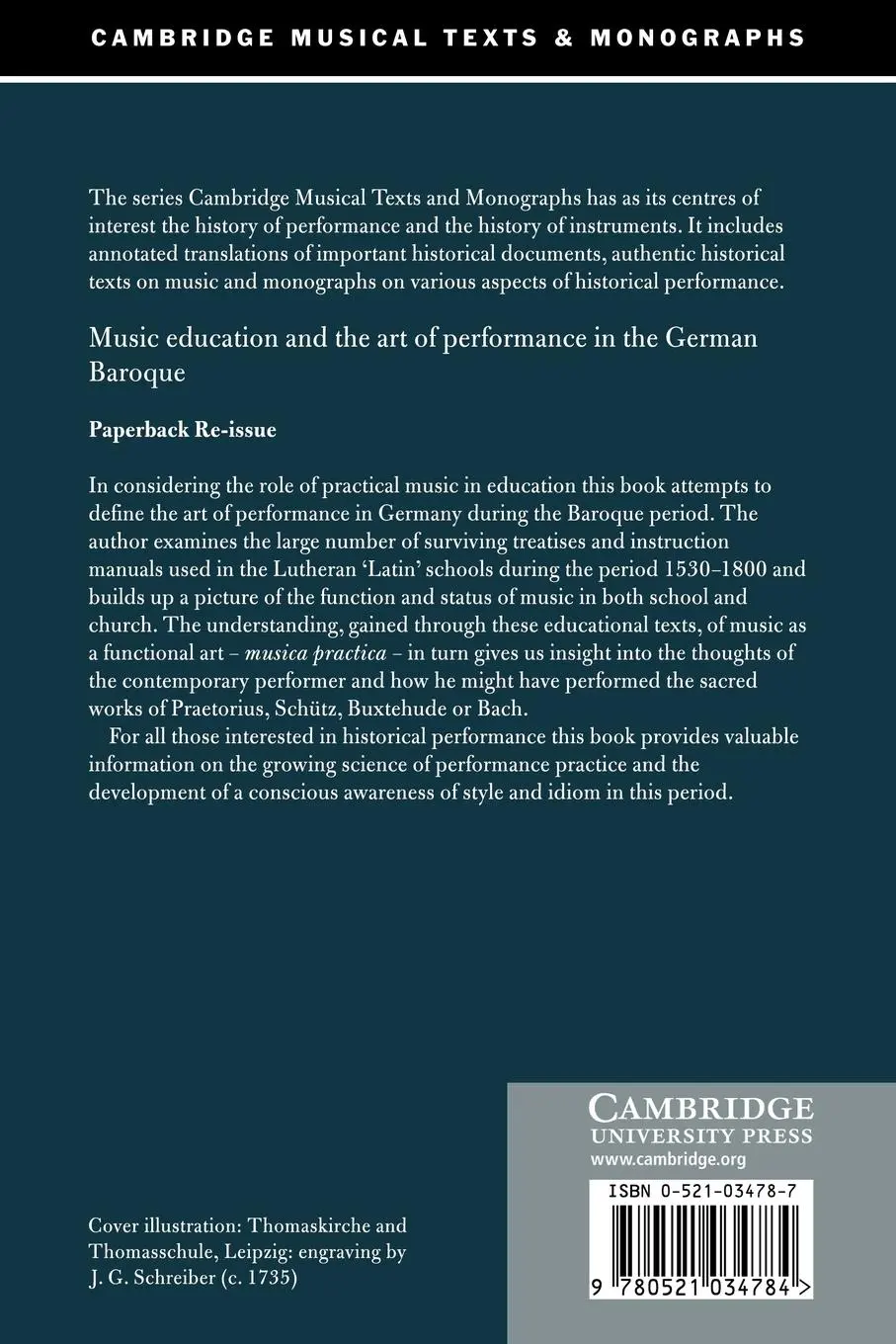 Rückseite: 9780521034784 | Music Education and the Art of Performance in the German Baroque