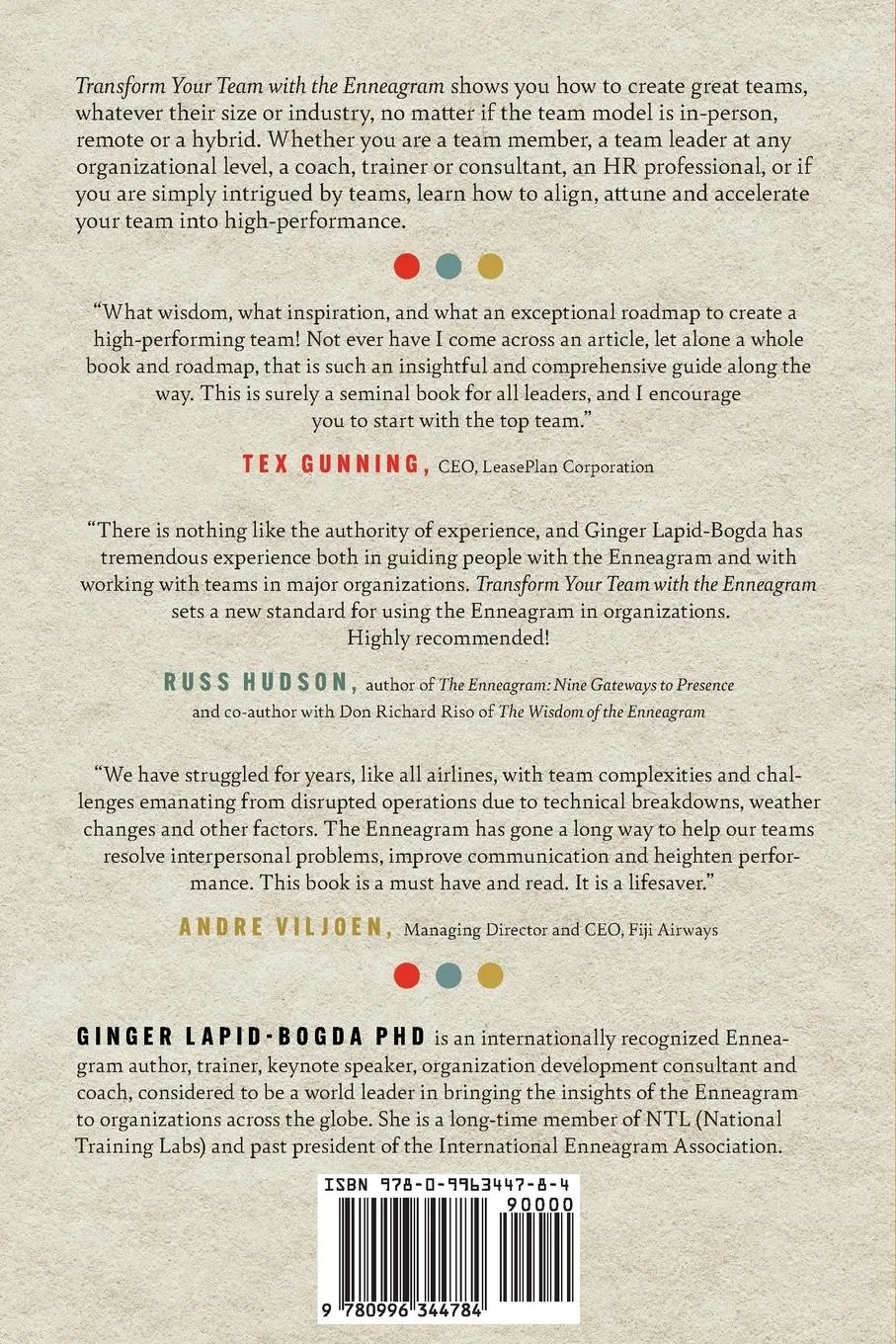 Rückseite: 9780996344784 | Transform Your Team with the Enneagram | Ginger Lapid-Bogda | Buch