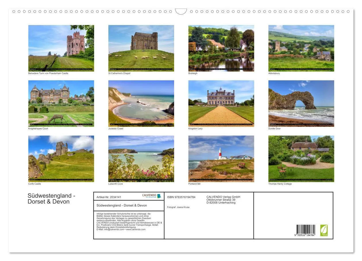 Bild: 9783516194784 | Südwestengland - Dorset &amp; Devon (Wandkalender 2026 DIN A2 quer),...