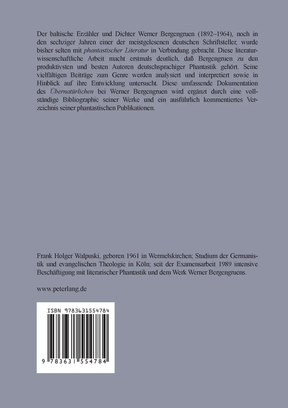 Rückseite: 9783631554784 | Aspekte des Phantastischen | Frank Walpuski | Taschenbuch | 406 S.