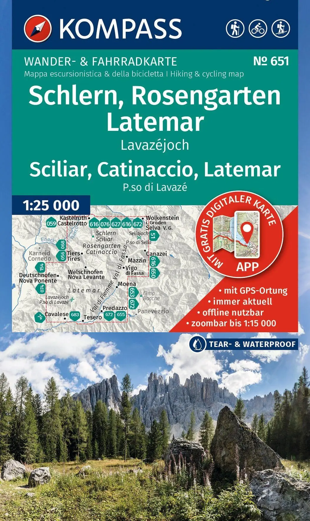 Cover: 9783991544784 | KOMPASS Wanderkarte 651 Schlern, Rosengarten, Latemar, Lavazéjoch /...
