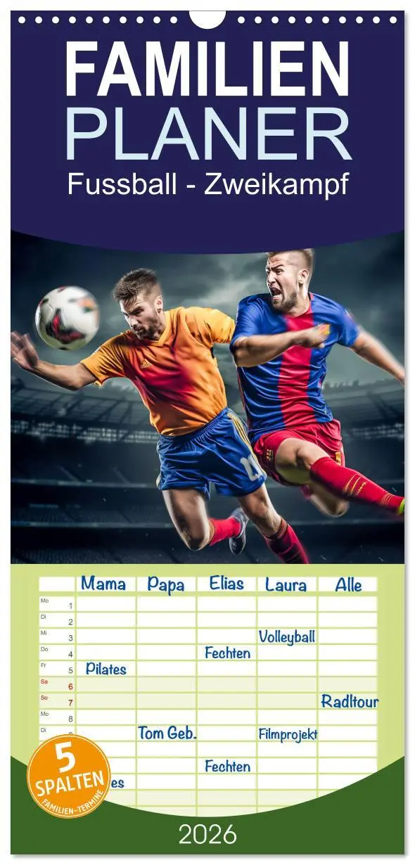 Cover: 9783516494884 | Familienplaner 2026 - Fussball - Zweikampf mit 5 Spalten...