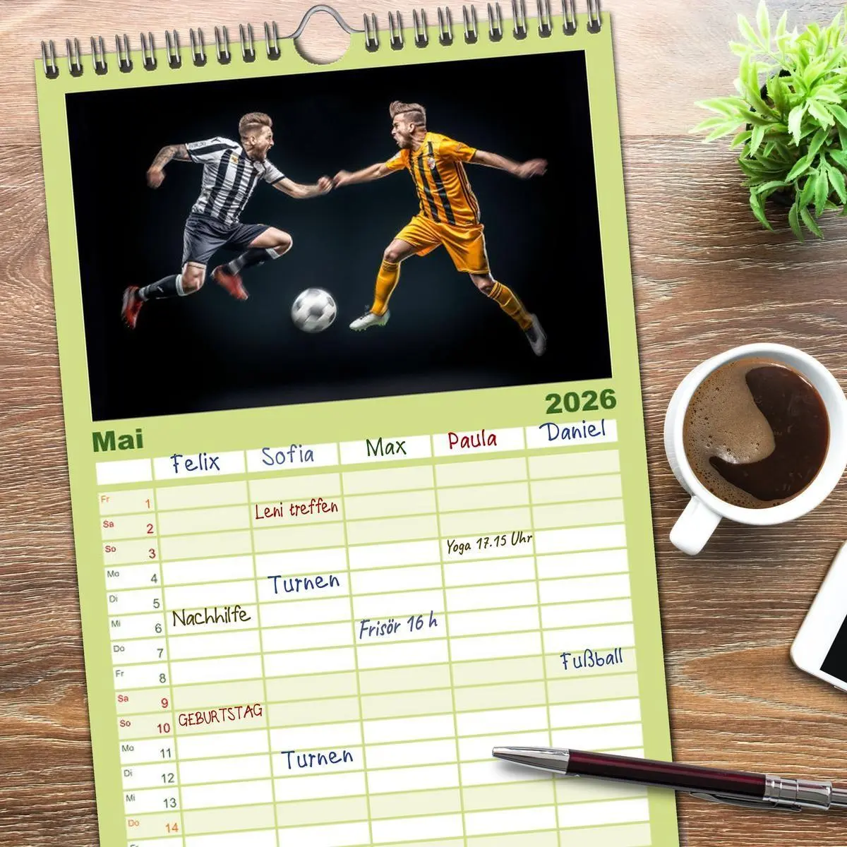 Bild: 9783516494884 | Familienplaner 2026 - Fussball - Zweikampf mit 5 Spalten...