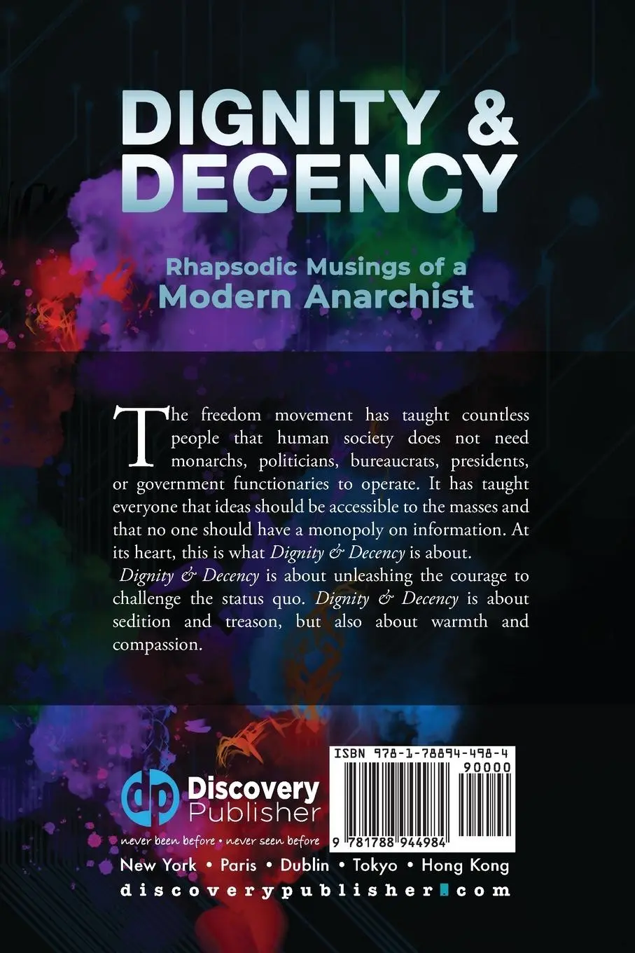 Rückseite: 9781788944984 | Dignity and Decency | Rhapsodic Musings of a Modern Anarchist | Lujan