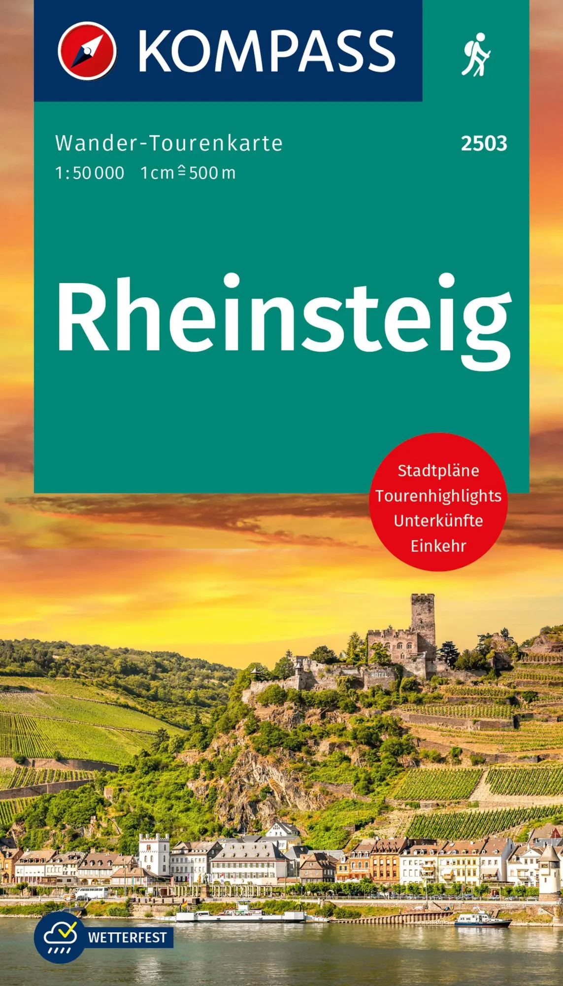 Cover: 9783991214984 | KOMPASS Wander-Tourenkarte Rheinsteig 1:50.000 | Buch | 74 S. | 2023