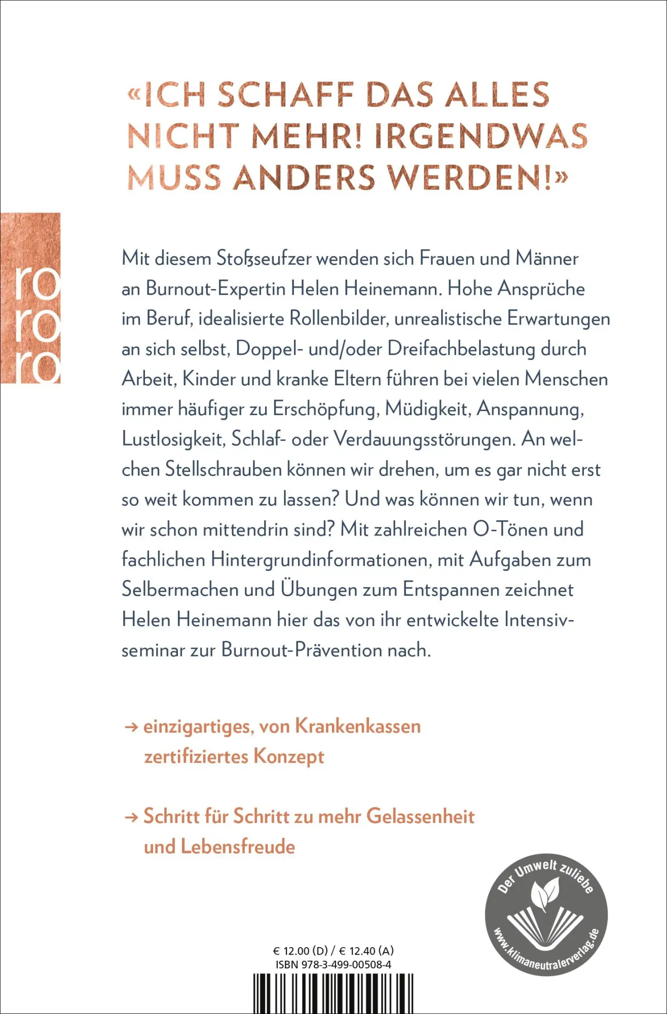 Rückseite: 9783499005084 | Irgendwas muss anders werden! | Neue Wege aus der Erschöpfung | Buch