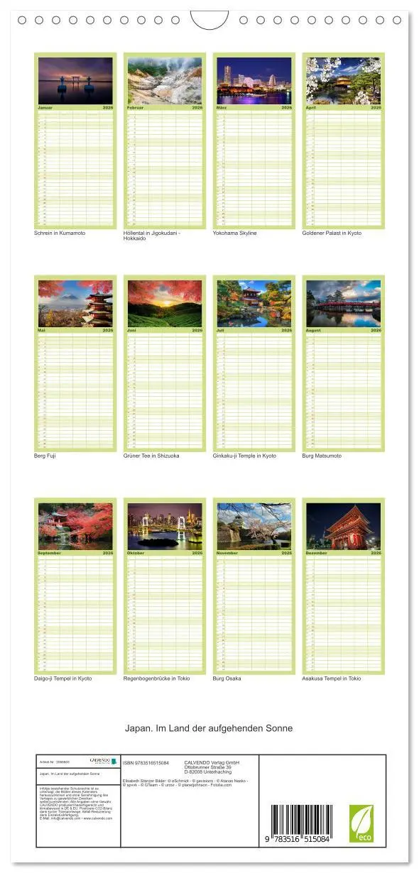 Bild: 9783516515084 | Familienplaner 2026 - Japan. Im Land der aufgehenden Sonne mit 5...