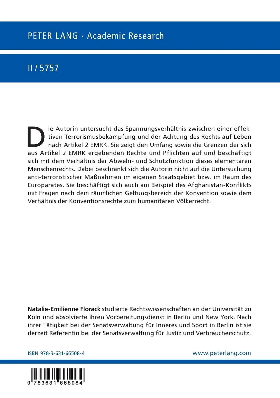 Rückseite: 9783631665084 | Artikel 2 Europäische Menschenrechtskonvention im Lichte der...