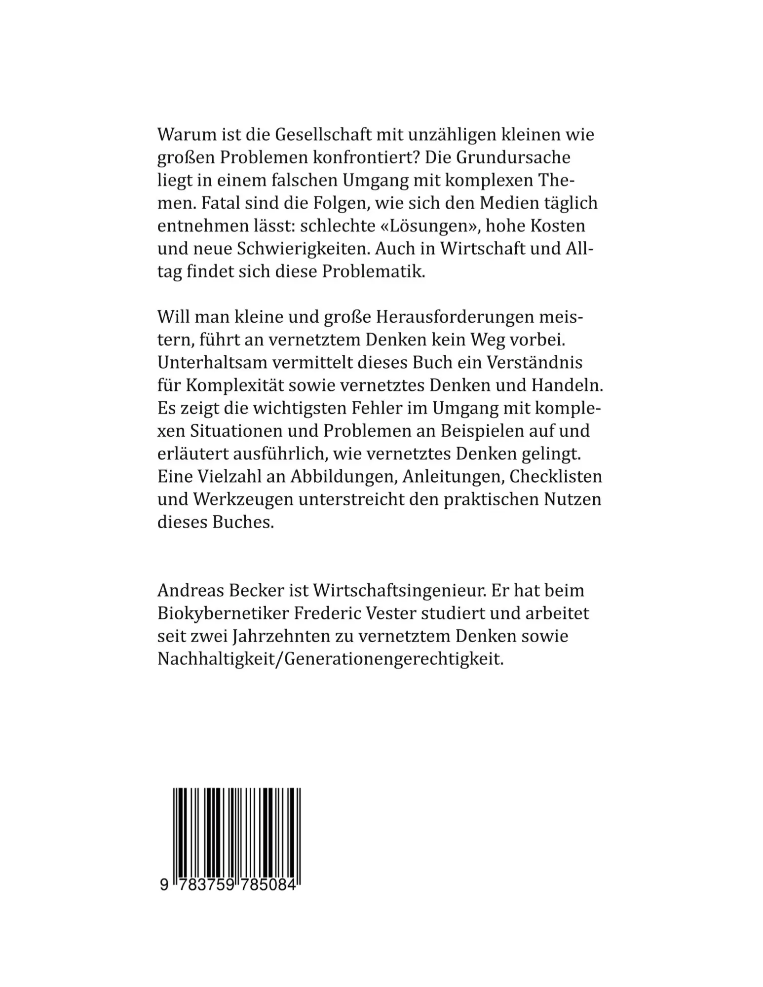 Rückseite: 9783759785084 | Vernetzt denken in Politik, Wirtschaft und Alltag | Andreas Becker
