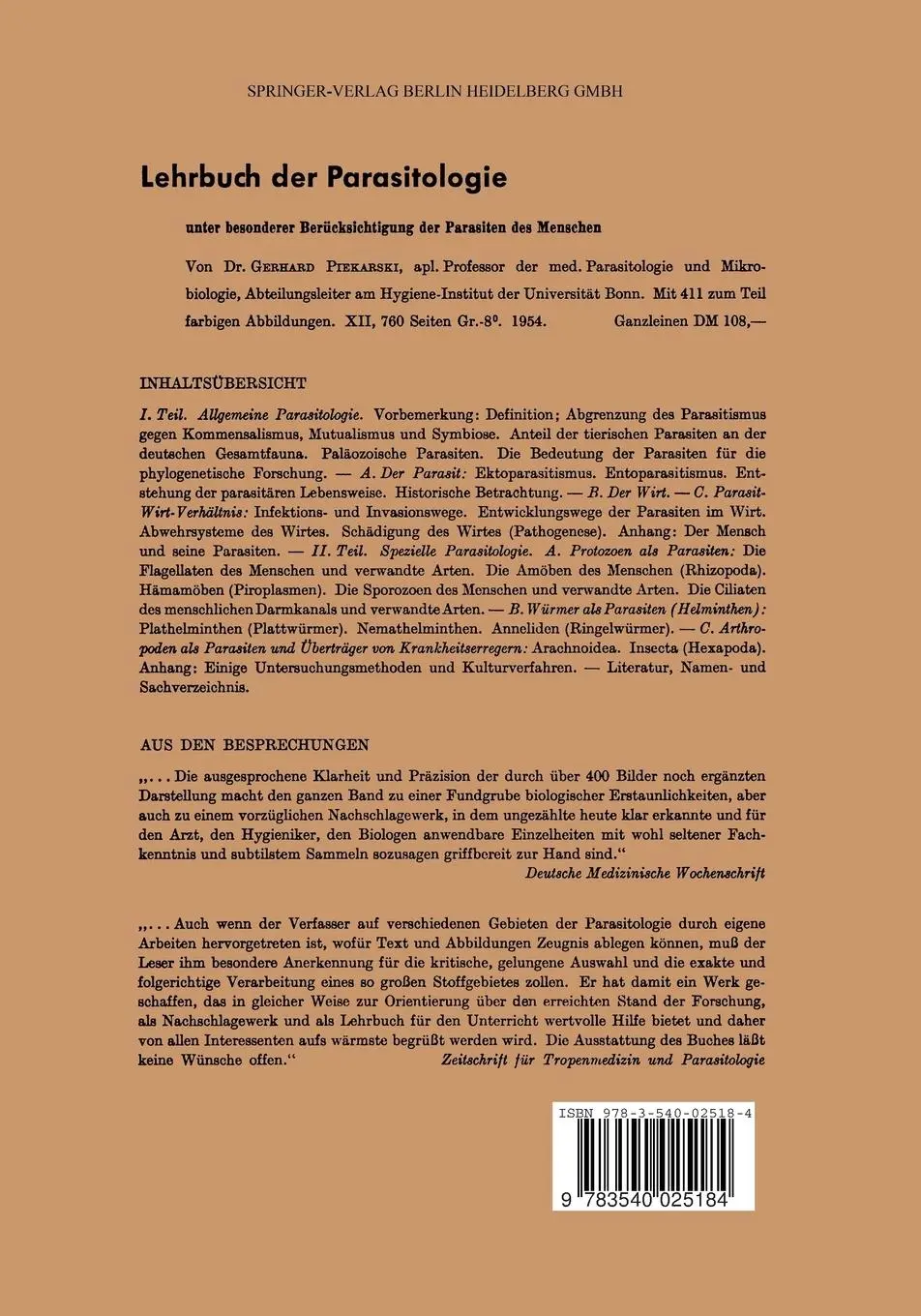 Rückseite: 9783540025184 | Ergebnisse der Mikrobiologie Immunitätsforschung und...
