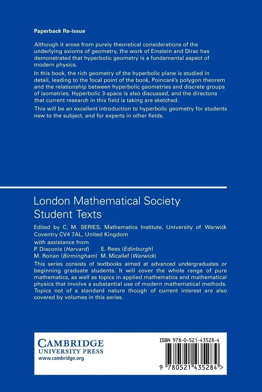 Rückseite: 9780521435284 | Hyperbolic Geometry | Birger Iversen | Taschenbuch | Englisch | 2008