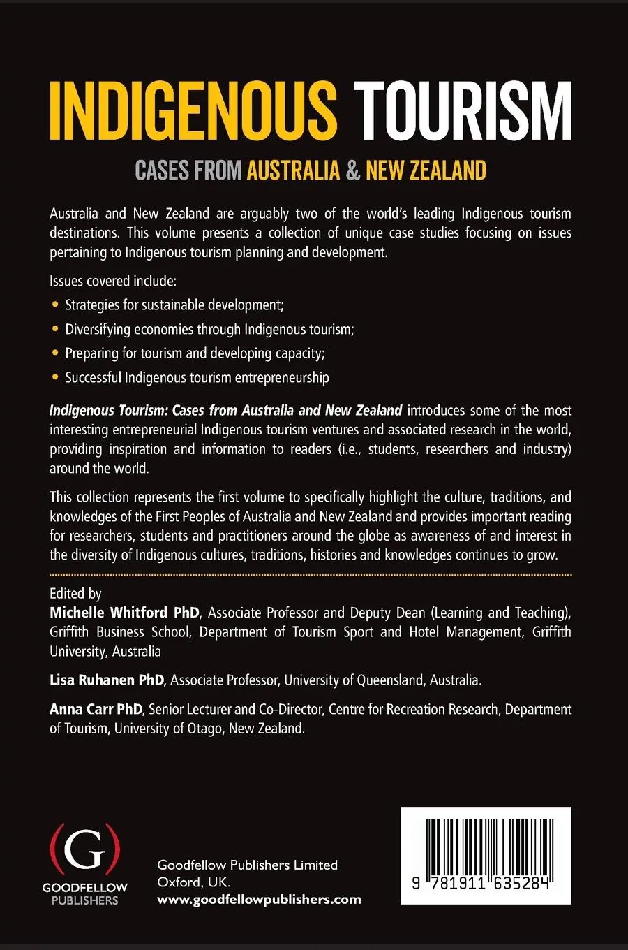 Rückseite: 9781911635284 | Indigenous Tourism | Cases from Australia and New Zealand | Buch