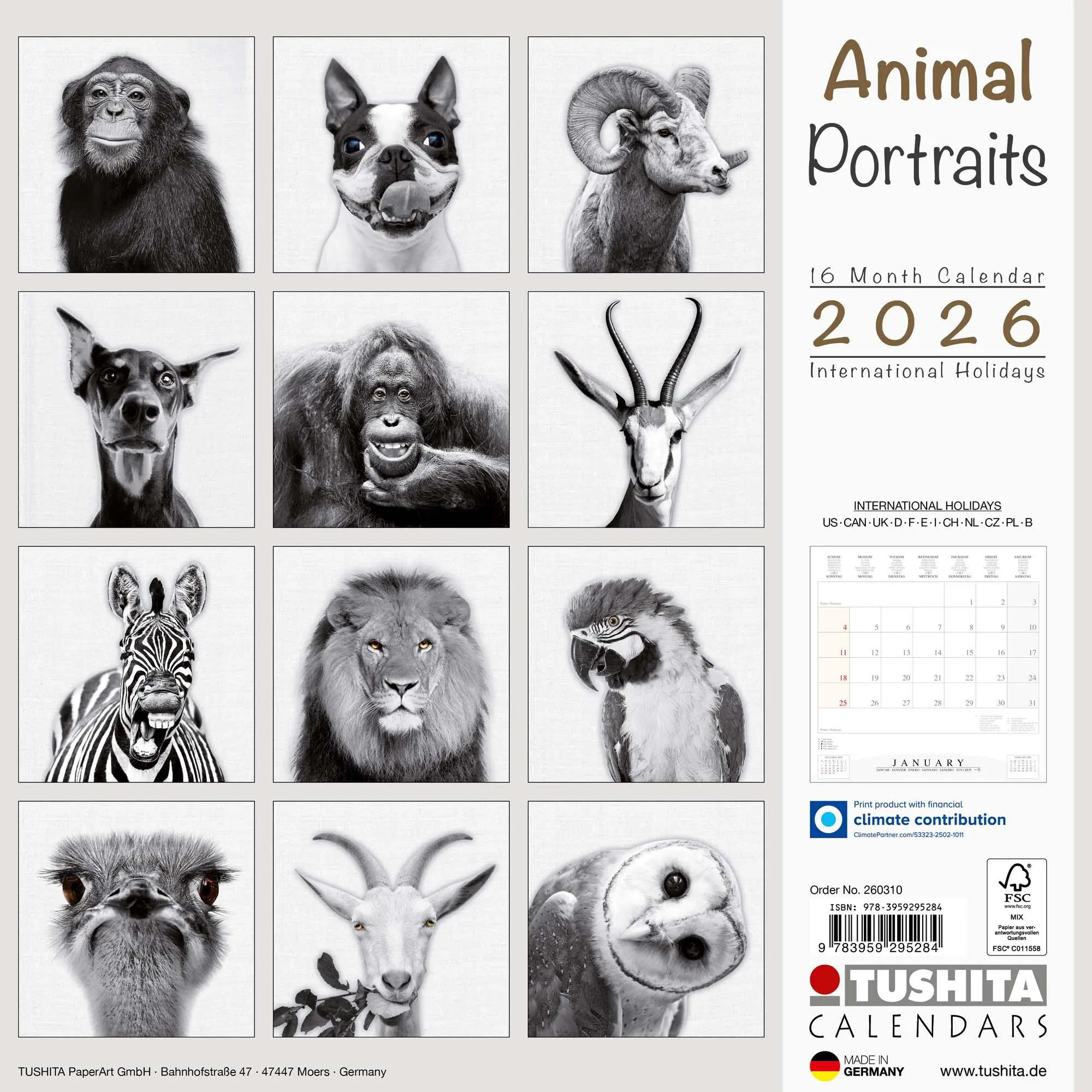 Rückseite: 9783959295284 | Animal Portrait 2026 | Kalender 2026 | Kalender | Wonderful World