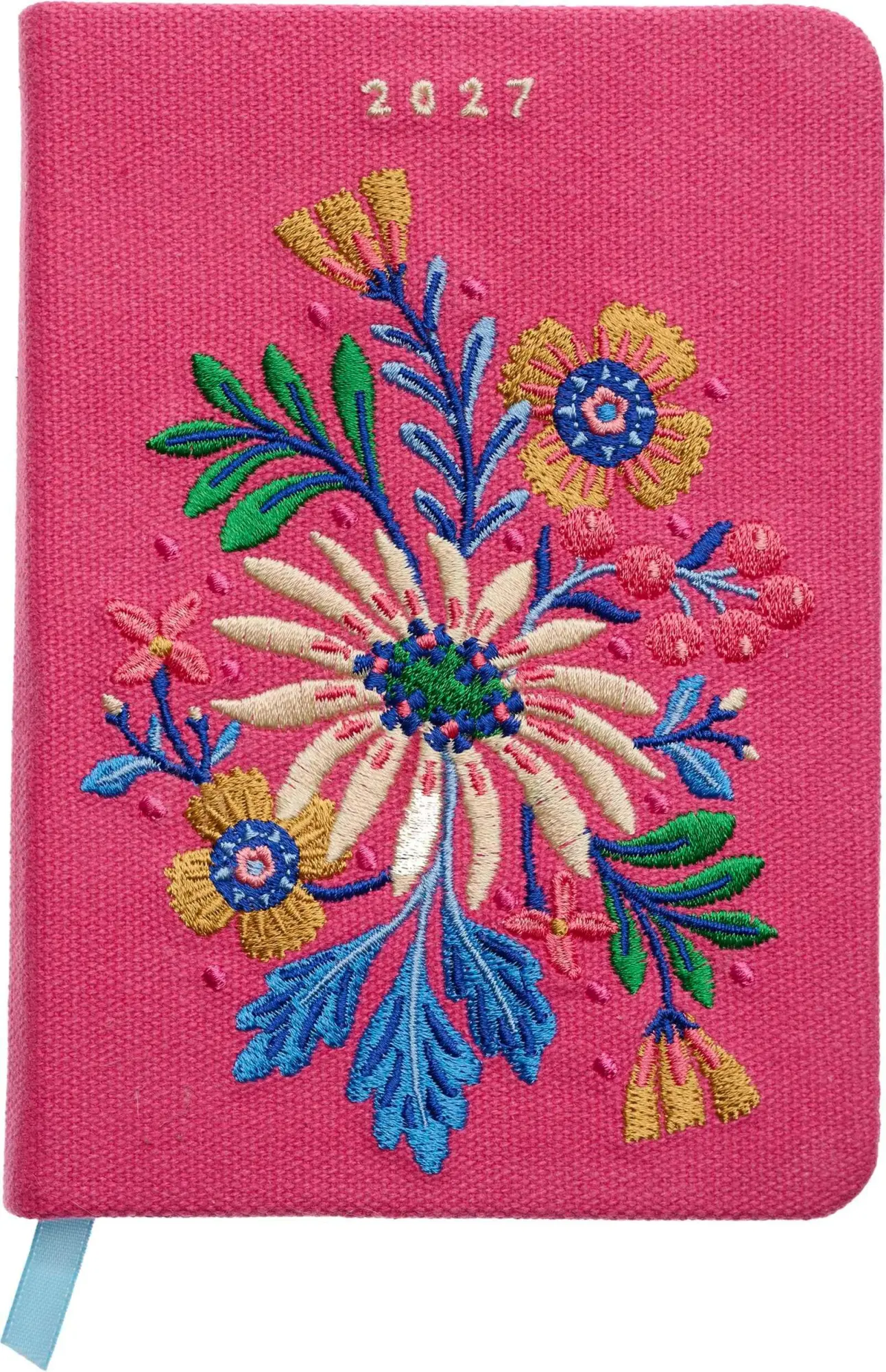 Cover: 4036442015384 | Taschenkalender A6 2027: Blütenmotiv, bestickt, pink | Groh Verlag