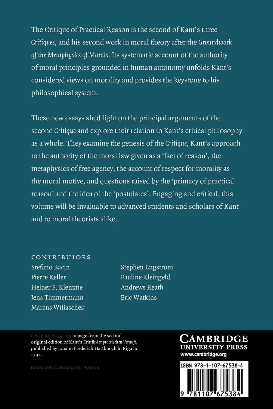 Rückseite: 9781107675384 | Kant's 'Critique of Practical Reason' | A Critical Guide | Taschenbuch