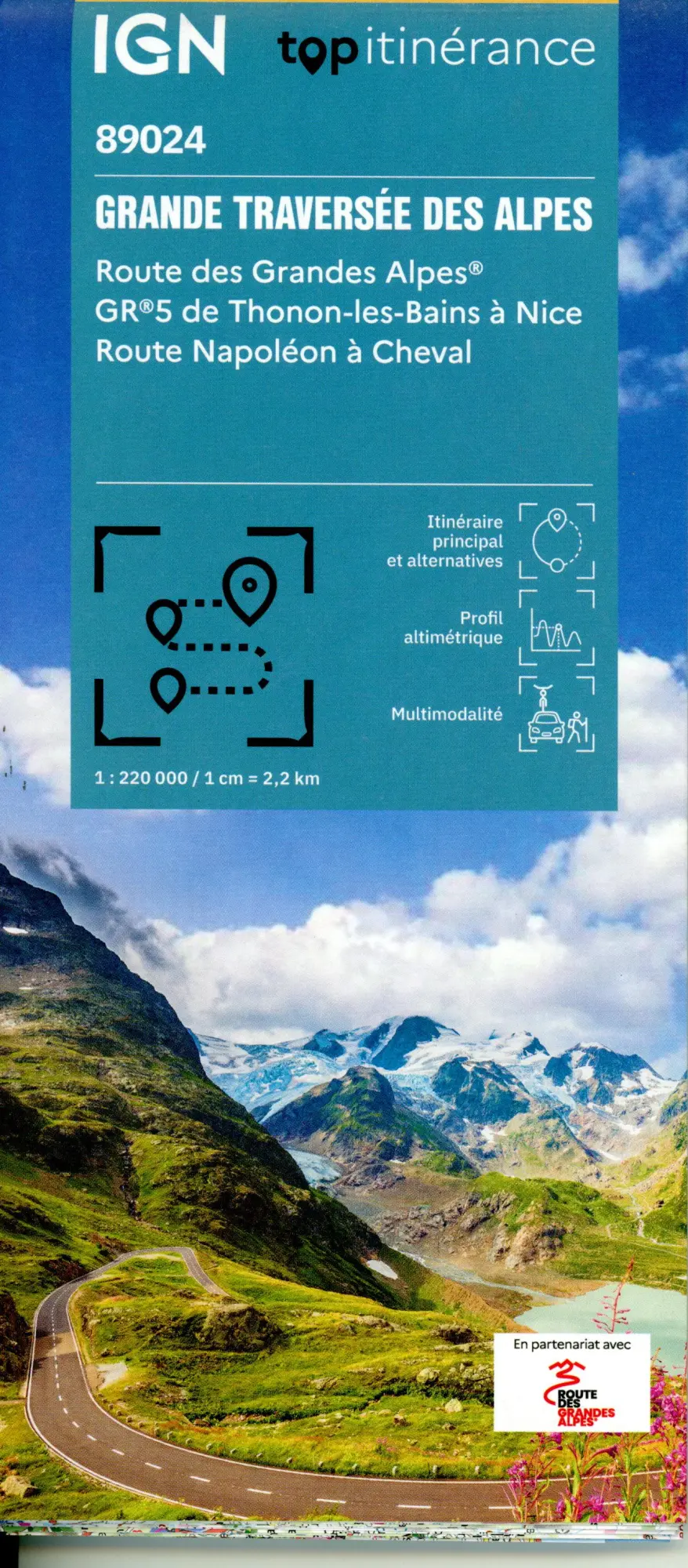 Cover: 9782758555384 | Route Grandes Alpes | Grande Traversée des Alpes 1:220000 | 2024