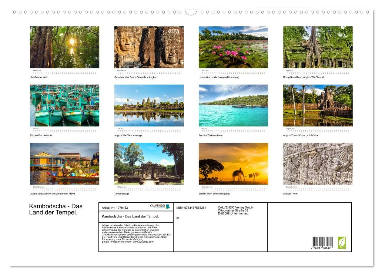 Bild: 9783457565384 | Kambodscha - Das Land der Tempel. (Wandkalender 2026 DIN A2 quer),...