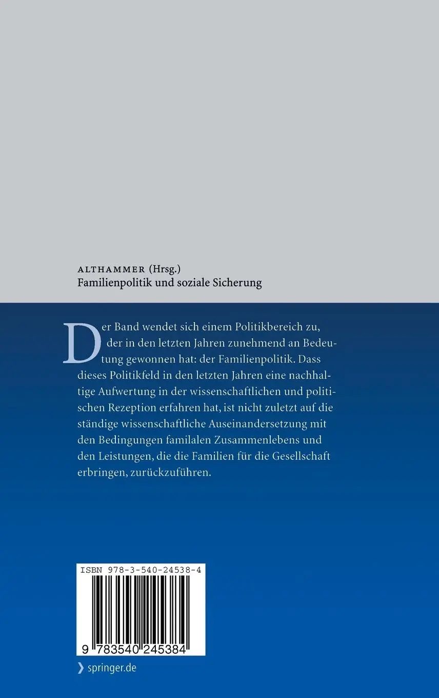 Rückseite: 9783540245384 | Familienpolitik und soziale Sicherung | Festschrift für Heinz Lampert