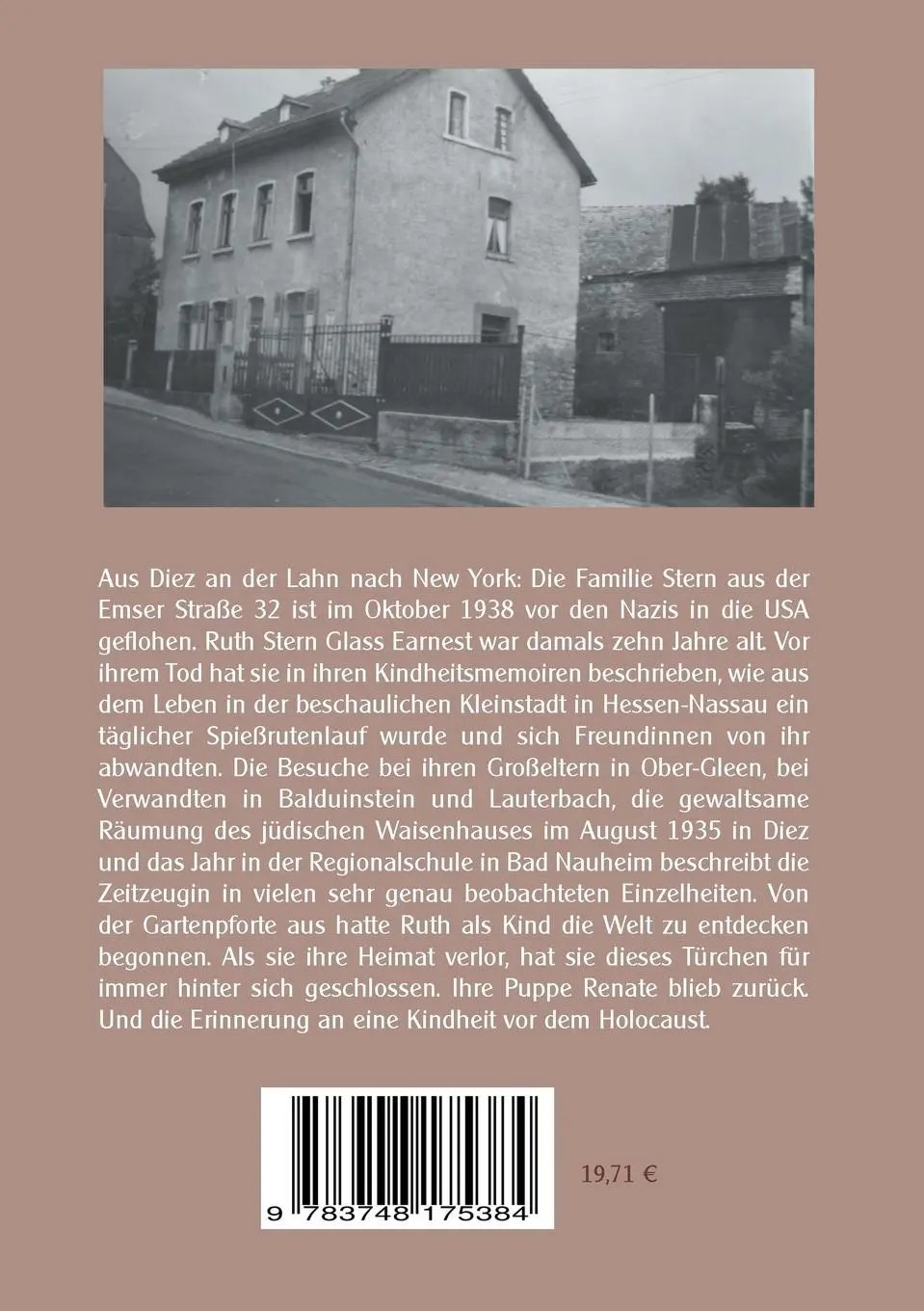 Rückseite: 9783748175384 | Das Türchen | Kindheitserinnerungen | Ruth Stern Glass Earnest | Buch