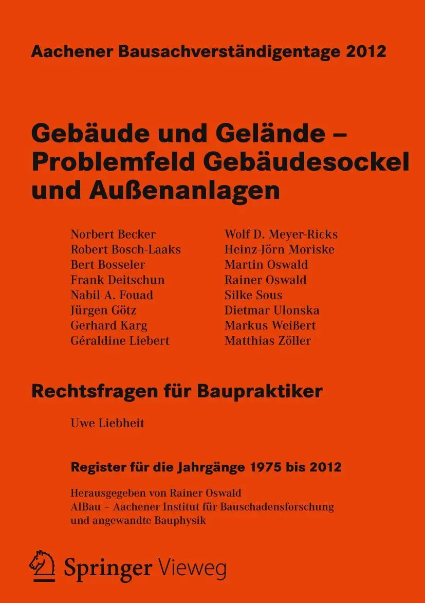 Cover: 9783834825384 | Aachener Bausachverständigentage 2012 | Rainer Oswald | Taschenbuch