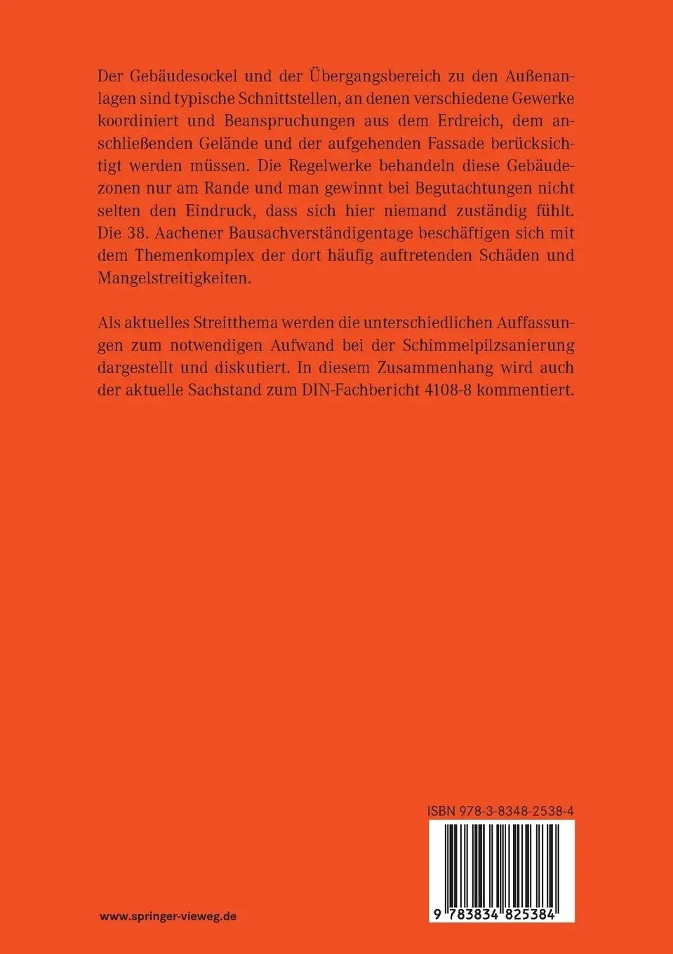 Rückseite: 9783834825384 | Aachener Bausachverständigentage 2012 | Rainer Oswald | Taschenbuch