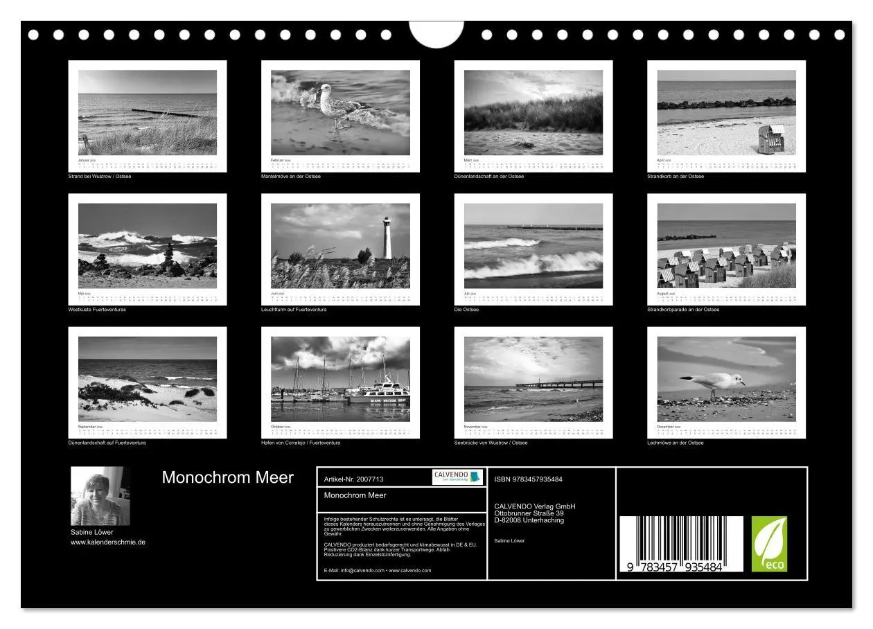 Bild: 9783457935484 | Monochrom Meer (Wandkalender 2026 DIN A4 quer), CALVENDO...