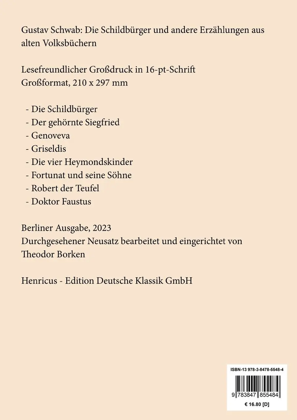 Rückseite: 9783847855484 | Die Schildbürger (Großdruck) | Gustav Schwab | Taschenbuch | Paperback