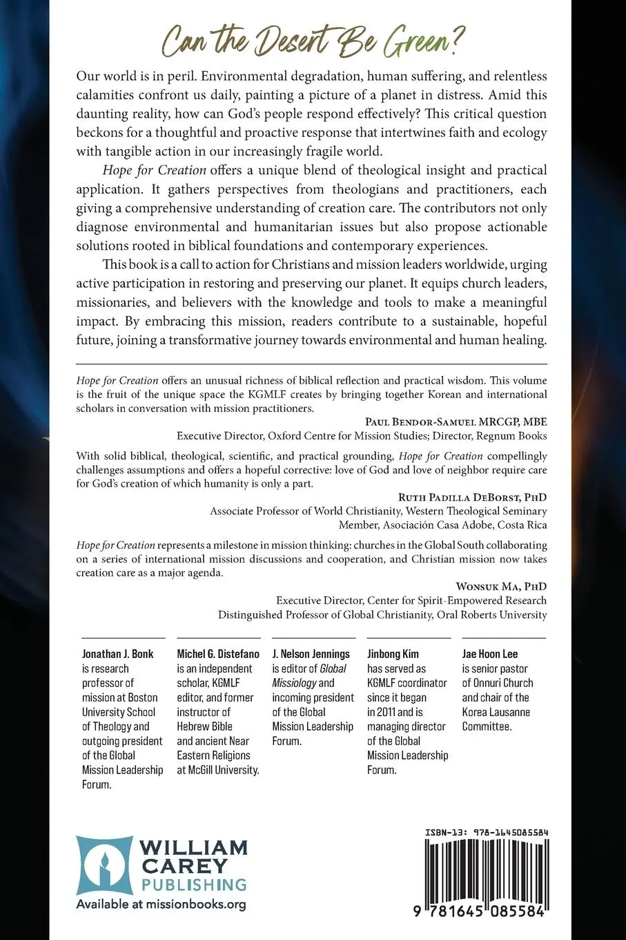 Rückseite: 9781645085584 | Hope for Creation | Jonathan J. Bonk (u. a.) | Taschenbuch | Englisch