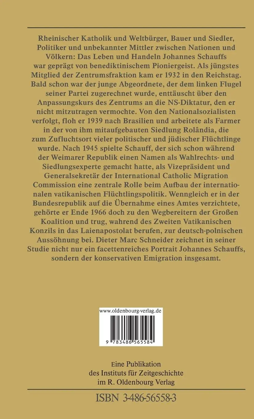 Rückseite: 9783486565584 | Johannes Schauff (1902-1990) | Dieter Marc Schneider | Buch | 243 S.