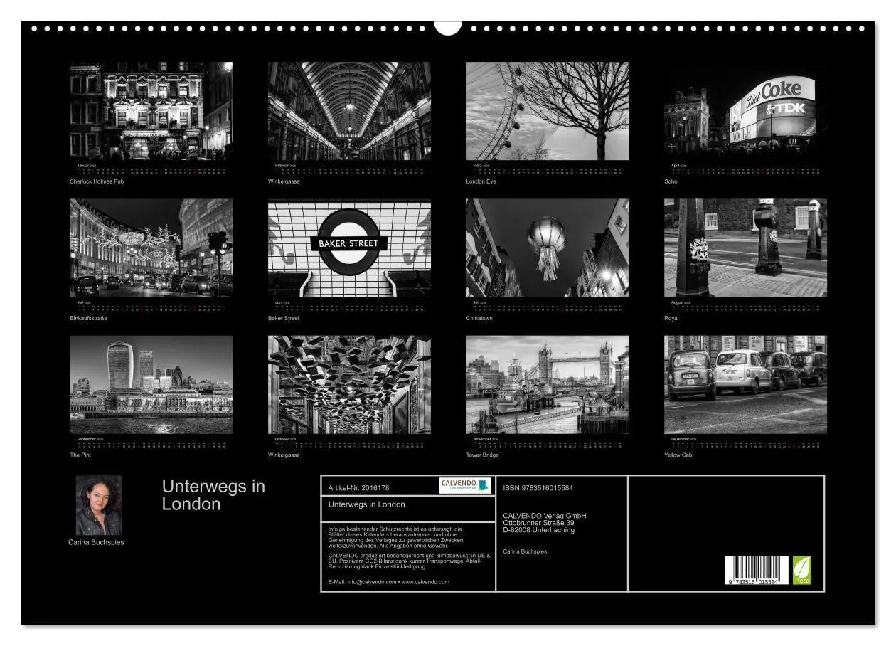 Bild: 9783516015584 | Unterwegs in London (Wandkalender 2026 DIN A2 quer), CALVENDO...