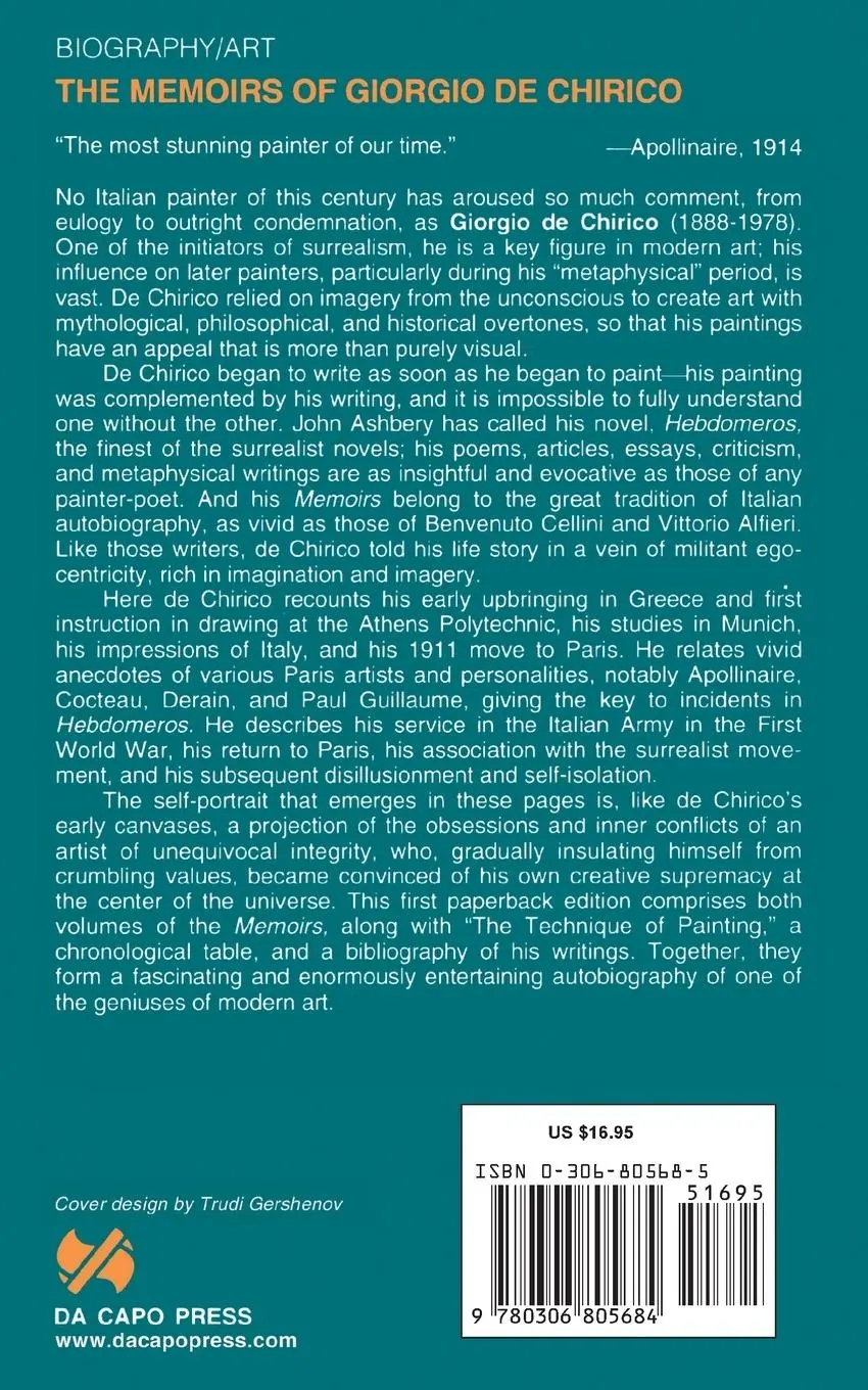 Rückseite: 9780306805684 | Memoirs of Giorgio de Chirico | Giorgio De Chirico | Taschenbuch