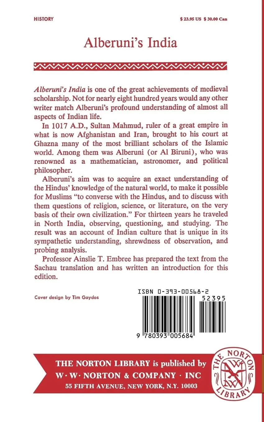 Rückseite: 9780393005684 | Alberuni's India (Abridged) | Al-Biruni (u. a.) | Taschenbuch | 1993