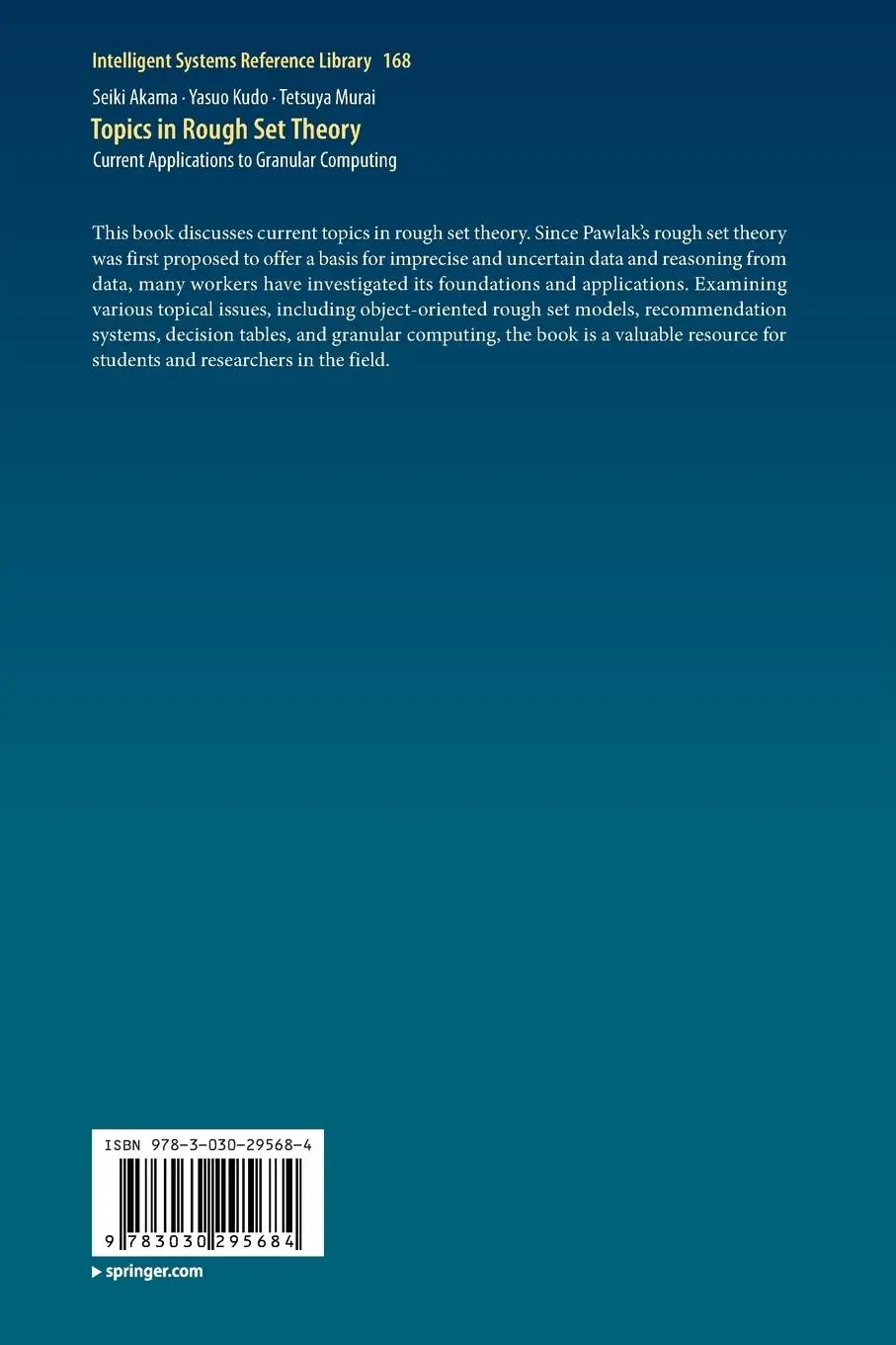 Rückseite: 9783030295684 | Topics in Rough Set Theory | Seiki Akama (u. a.) | Taschenbuch | xv