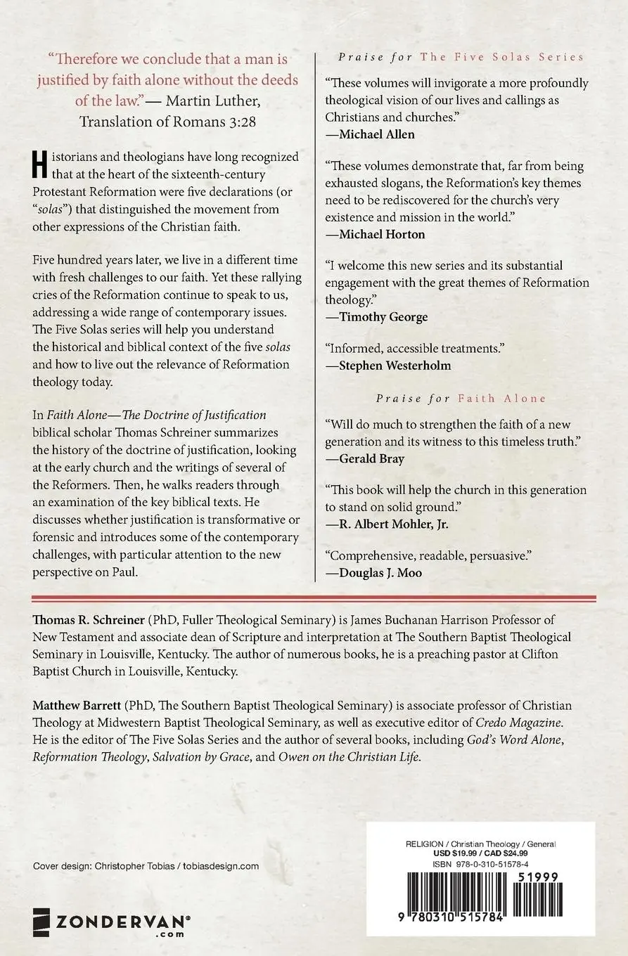 Rückseite: 9780310515784 | Faith Alone---The Doctrine of Justification | Thomas R. Schreiner