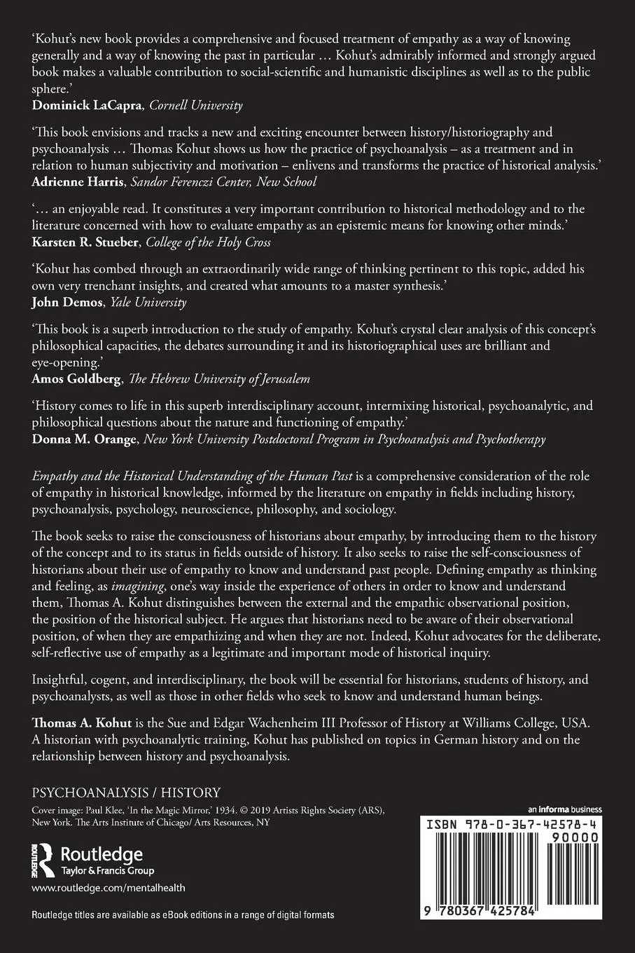 Rückseite: 9780367425784 | Empathy and the Historical Understanding of the Human Past | Kohut