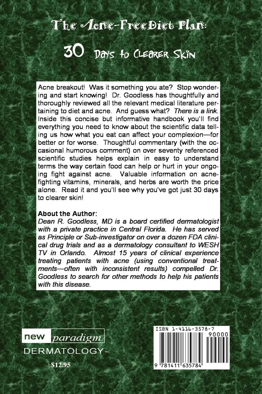 Rückseite: 9781411635784 | The Acne-Free Diet Plan | 30 Days to Clearer Skin | Dean R. Goodless