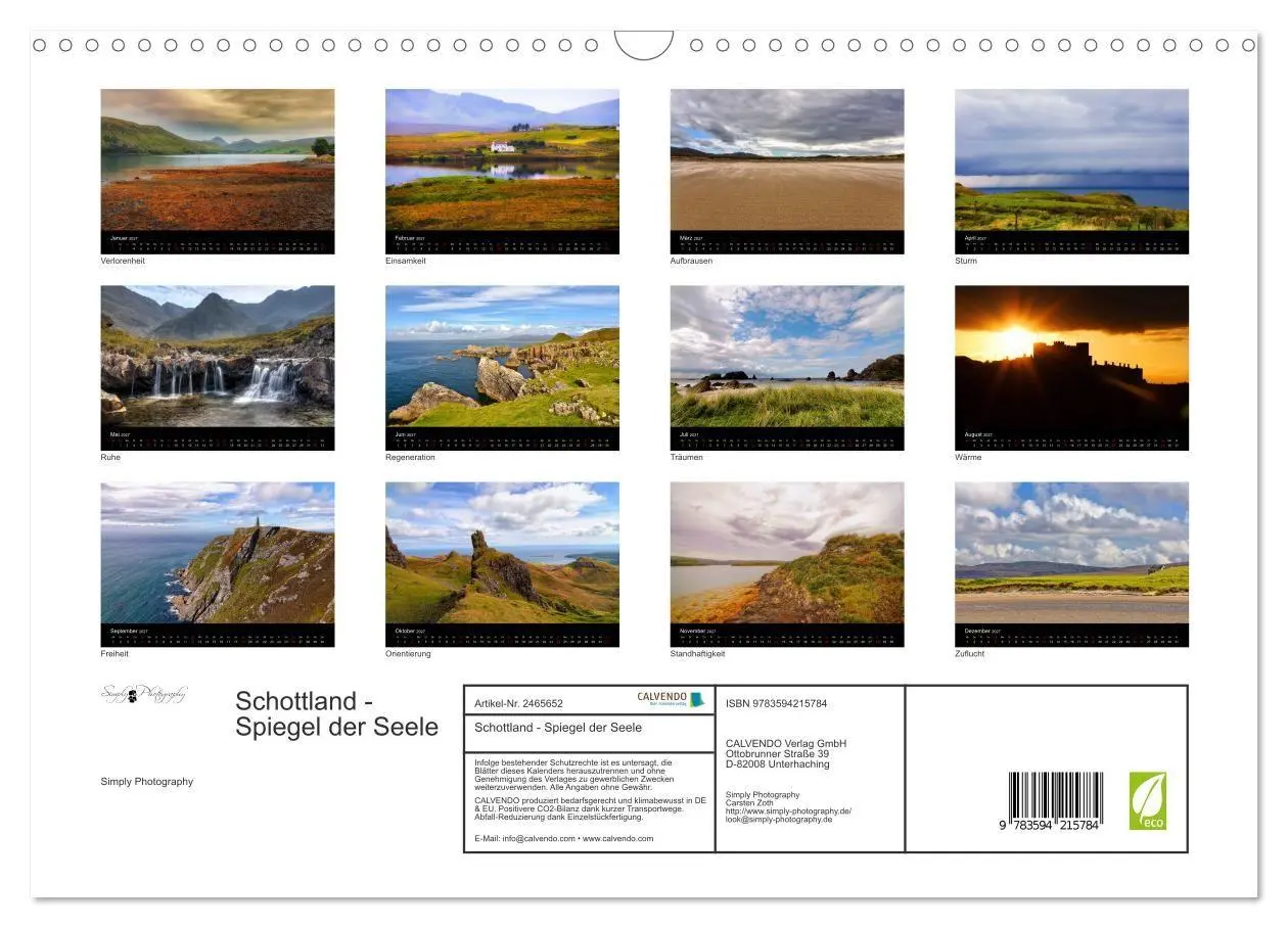 Bild: 9783594215784 | Schottland - Spiegel der Seele (Wandkalender 2027 DIN A3 quer),...