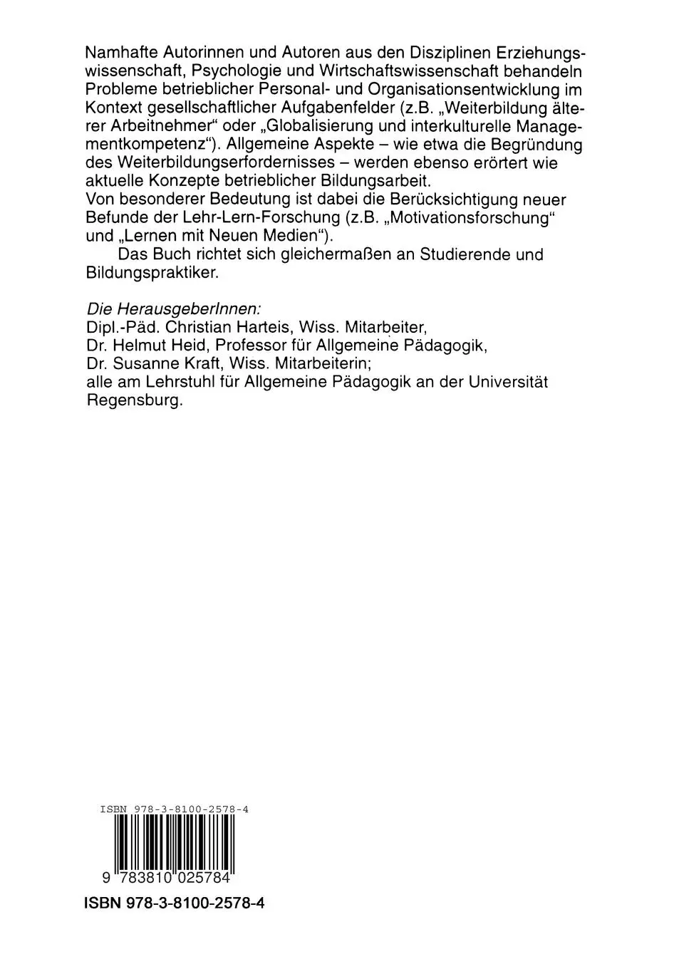 Rückseite: 9783810025784 | Kompendium Weiterbildung | Christian Harteis (u. a.) | Taschenbuch