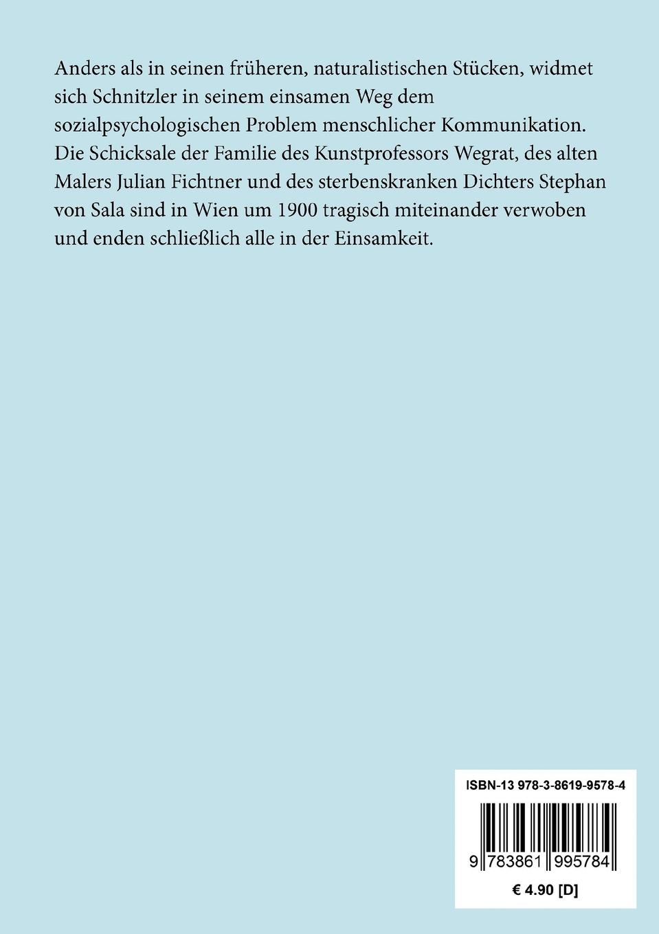 Rückseite: 9783861995784 | Der einsame Weg | Schauspiel in fünf Akten | Arthur Schnitzler | Buch