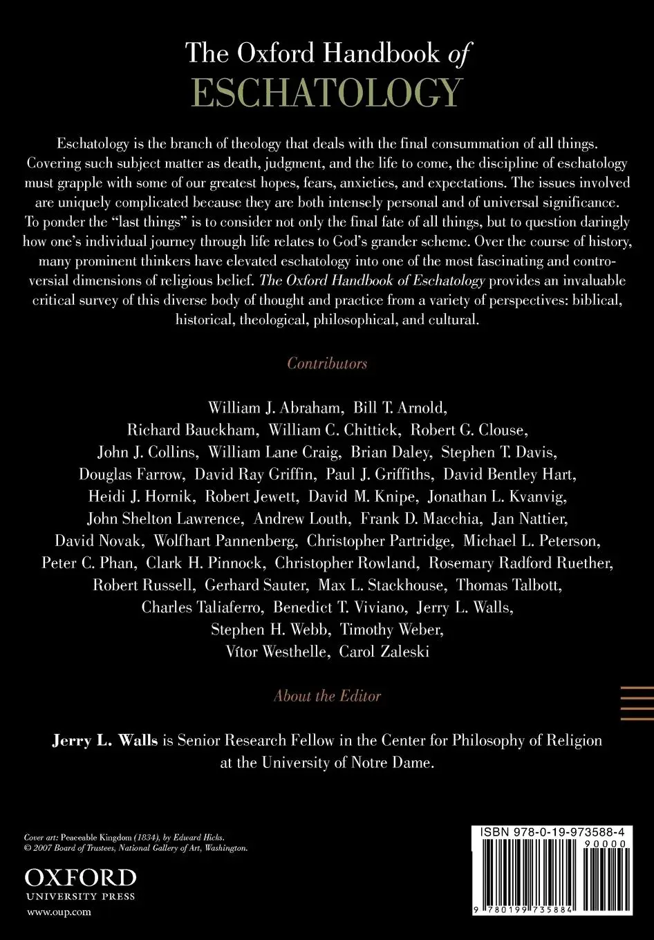 Rückseite: 9780199735884 | The Oxford Handbook of Eschatology | Jerry Walls | Taschenbuch | 2010