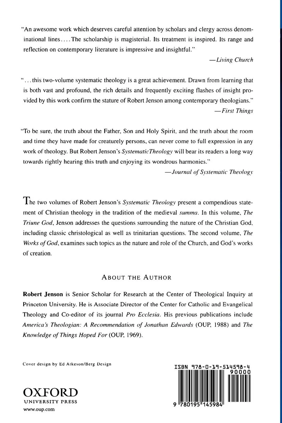 Rückseite: 9780195145984 | Systematic Theology | Volume 1: The Triune God | Robert W. Jenson