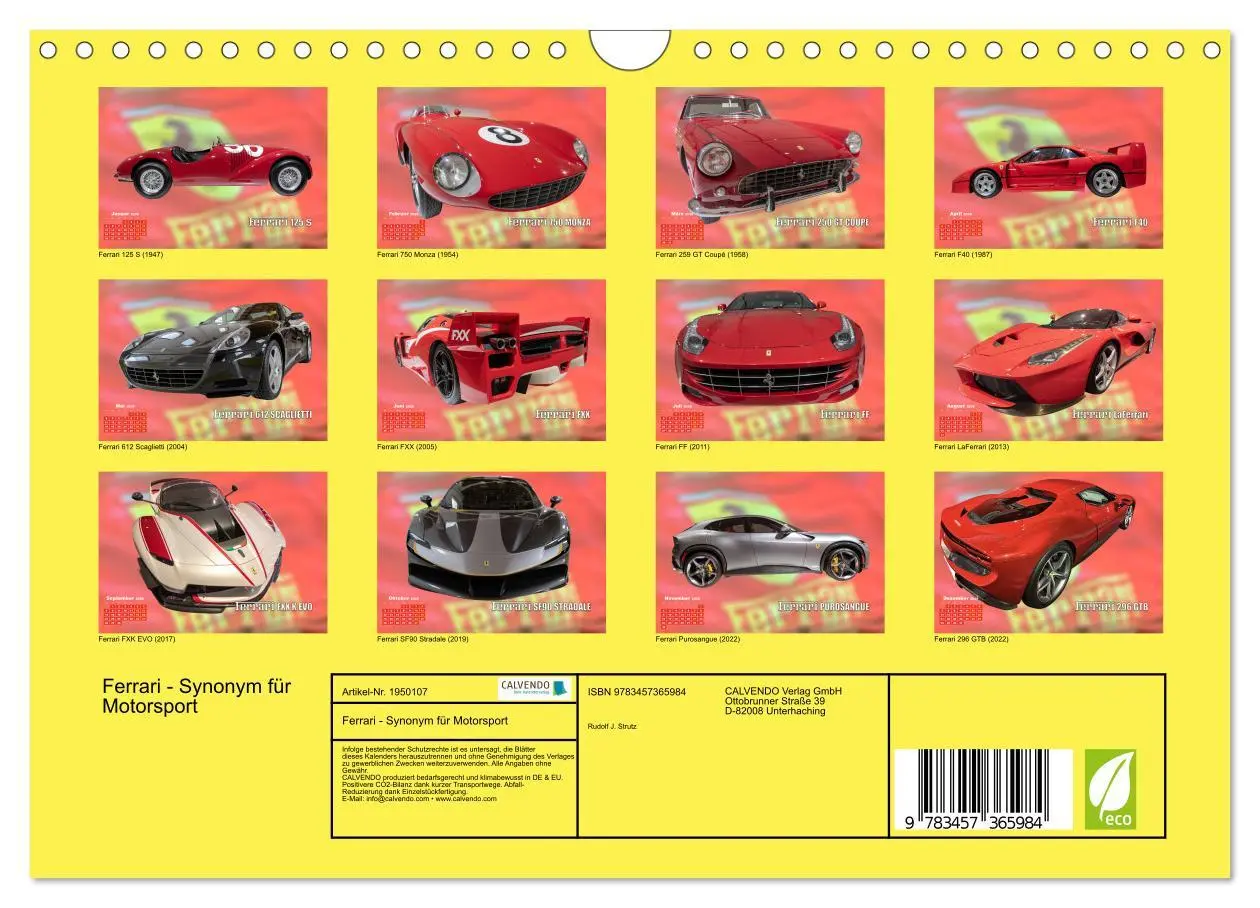 Bild: 9783457365984 | Ferrari - Synonym für Motorsport (Wandkalender 2026 DIN A4 quer),...