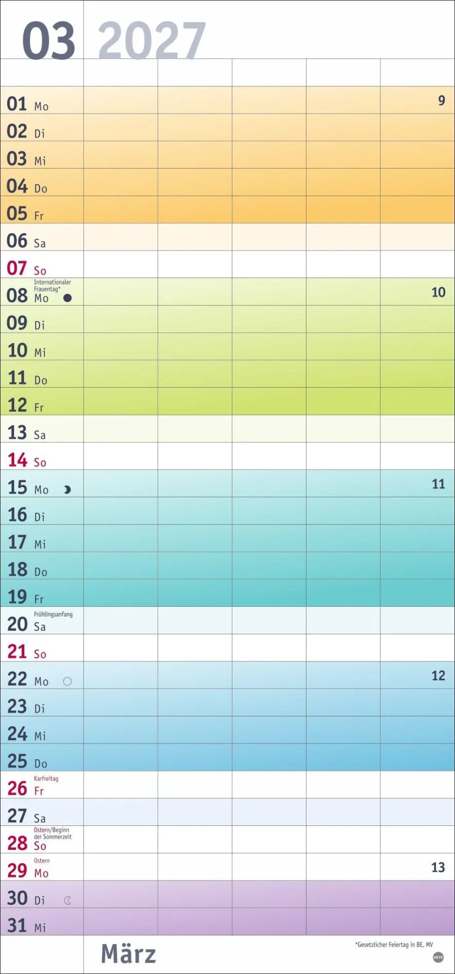 Bild: 9783756415984 | Bunte Wochen Familienplaner 2027 | Heye | Kalender | Bürokalender Heye