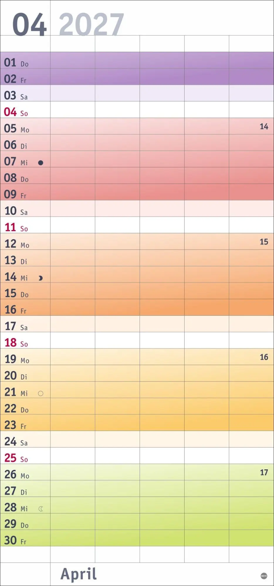 Bild: 9783756415984 | Bunte Wochen Familienplaner 2027 | Heye | Kalender | Bürokalender Heye